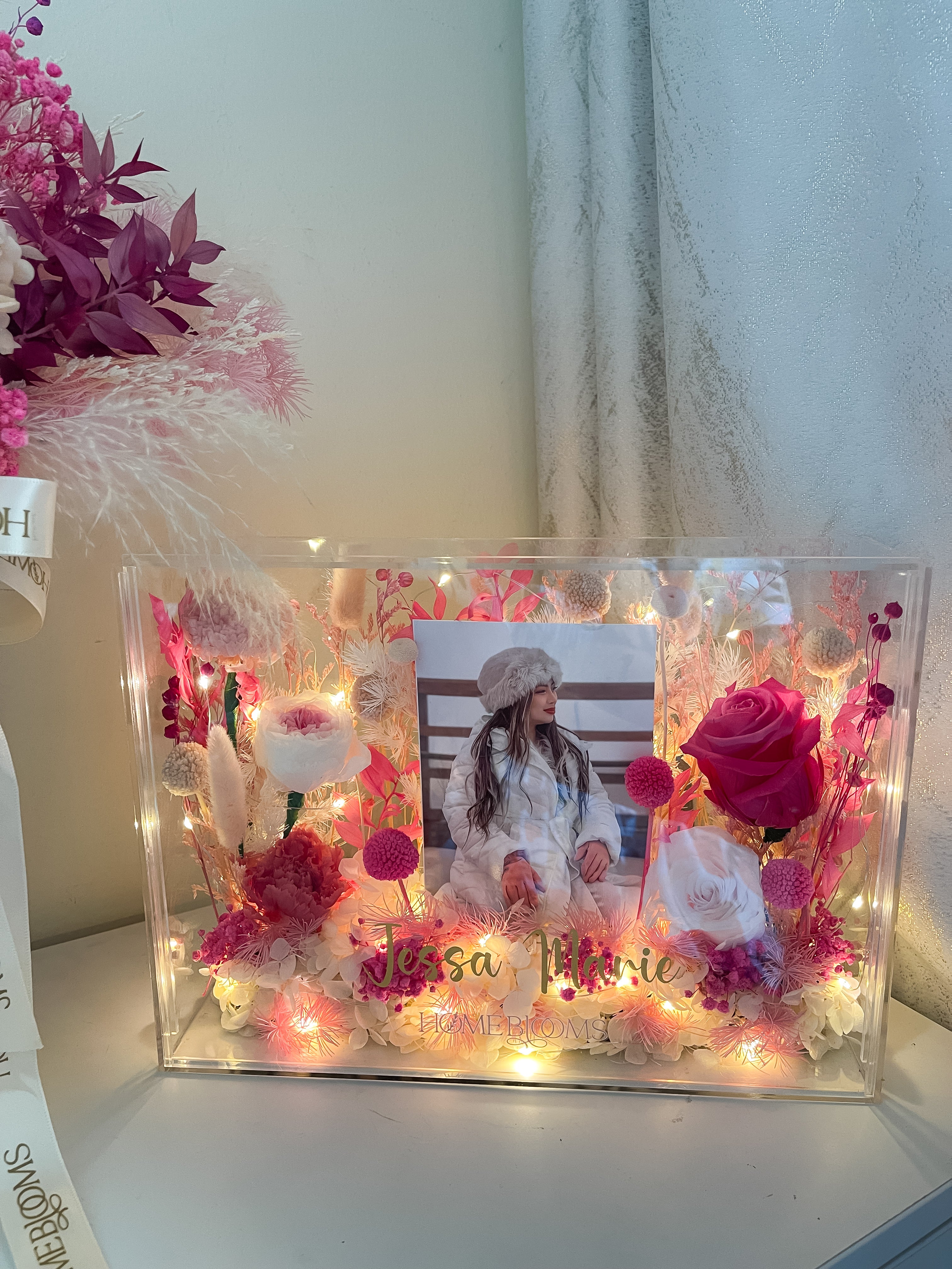 Bloom Box (Customized) - Dried Flowers with Fairy Lights | Preserved F ...