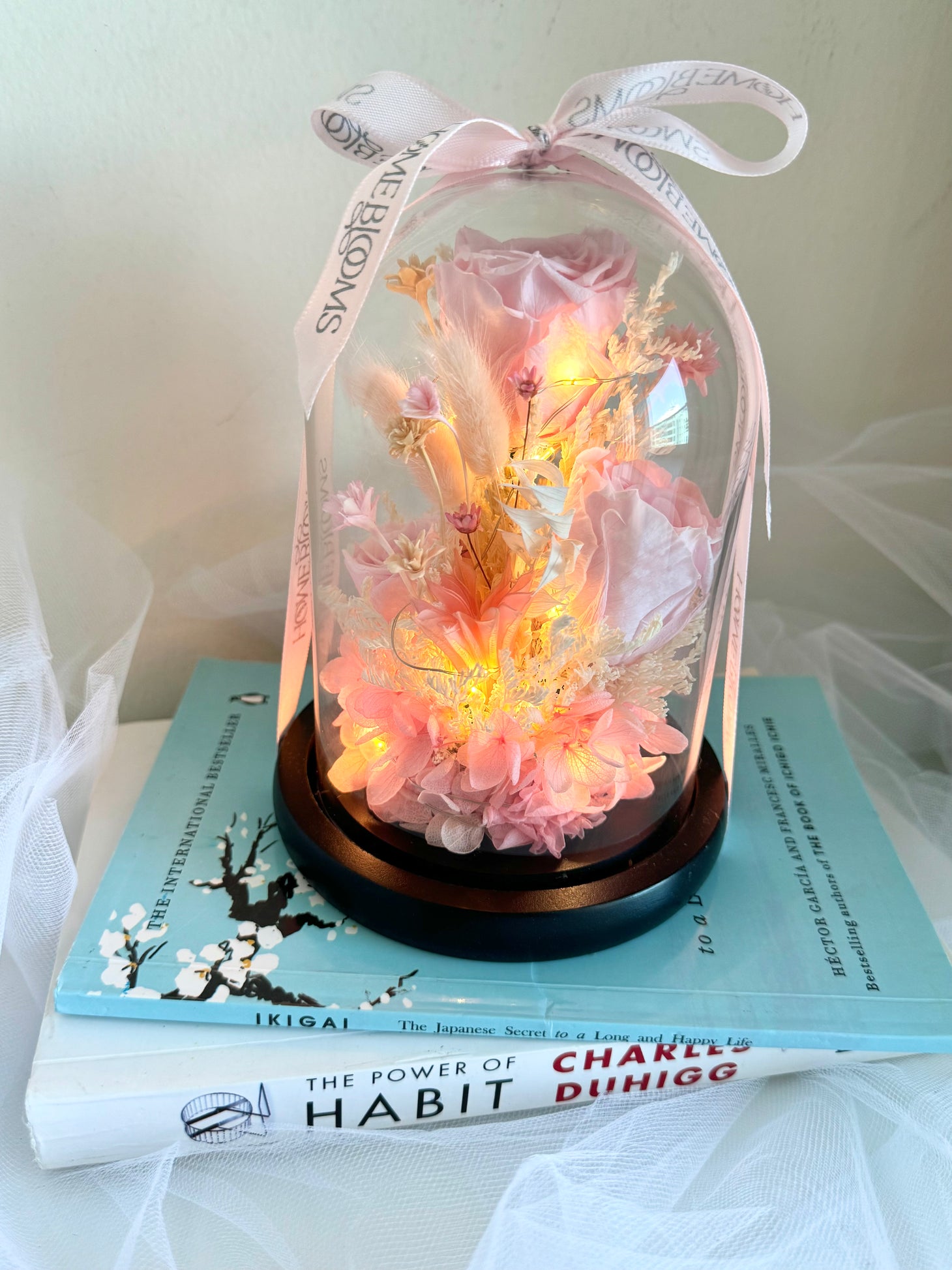 Patel Pink Fairy Bloom Infinity Floral Glass Dome