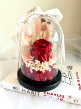 Load image into Gallery viewer, Red Fairy Bloom Infinity Floral Glass Dome
