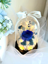 Load image into Gallery viewer, Blue Fairy Bloom Infinity Floral Glass Dome
