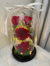 Load image into Gallery viewer, Red Bloom Infinity Floral Glass Dome | Dried Flowers in Dubai | Preserved Flowers in Glass Domes UAE | Luxury Everlasting Gifts| Forever Flowers (Copy)
