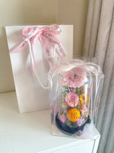 Load image into Gallery viewer, Blue Evergreen Bloom Infinity Floral Glass Dome | Dried Flowers in Dubai | Preserved Flowers in Glass Domes UAE | Luxury Everlasting Gifts| Forever Flowers
