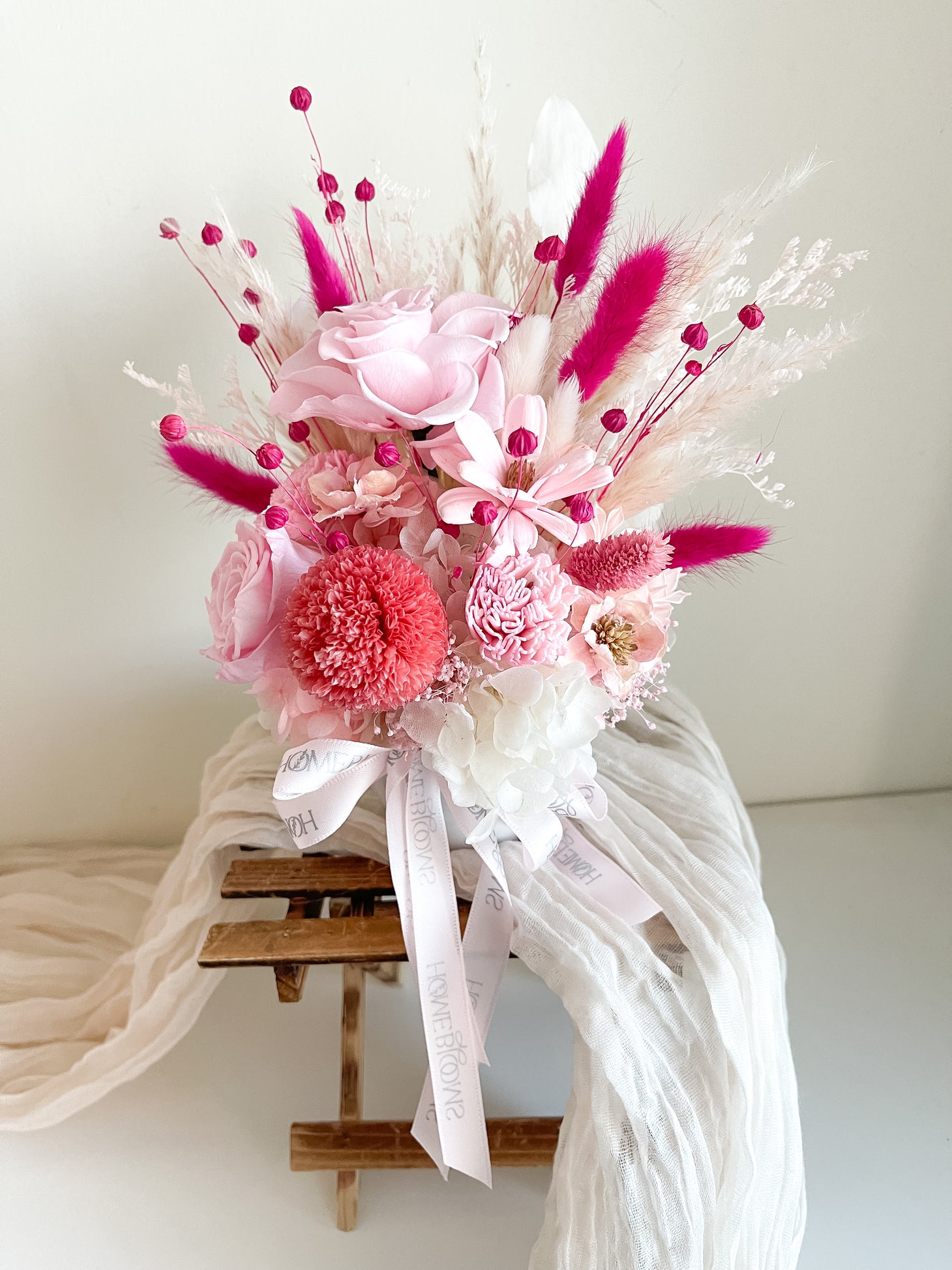 Pink Mini Pot Arrangement-| Dried Preserved Flowers Dubai & UAE | Luxury Gifts & Home Décor Delivery| Online Flower Delivery