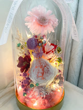 Load image into Gallery viewer, Gardenia Bloom Infinity Floral Glass Dome | Dried Flowers in Dubai | Luxury Everlasting Gifts| Forever Flowers
