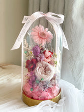 Load image into Gallery viewer, Gardenia Bloom Infinity Floral Glass Dome | Dried Flowers in Dubai | Luxury Everlasting Gifts| Forever Flowers
