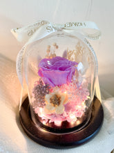 Load image into Gallery viewer, Purple Fairy Bloom Infinity Floral Glass Dome | Dried Flowers in Dubai | Preserved Flowers in Glass Domes UAE | Online UAE Delivery| Forever Flowers
