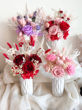 Load image into Gallery viewer, Sweet Pink Purple Infinity Vase Bouquet | Preserved Flower Bouquets UAE | Luxury Gifts That Last | Flower Delivery in Dubai
