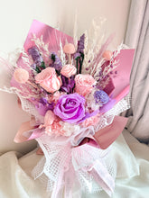 Load image into Gallery viewer, Sweet Pink Purple Infinity Vase Bouquet | Preserved Flower Bouquets UAE | Luxury Gifts That Last | Flower Delivery in Dubai
