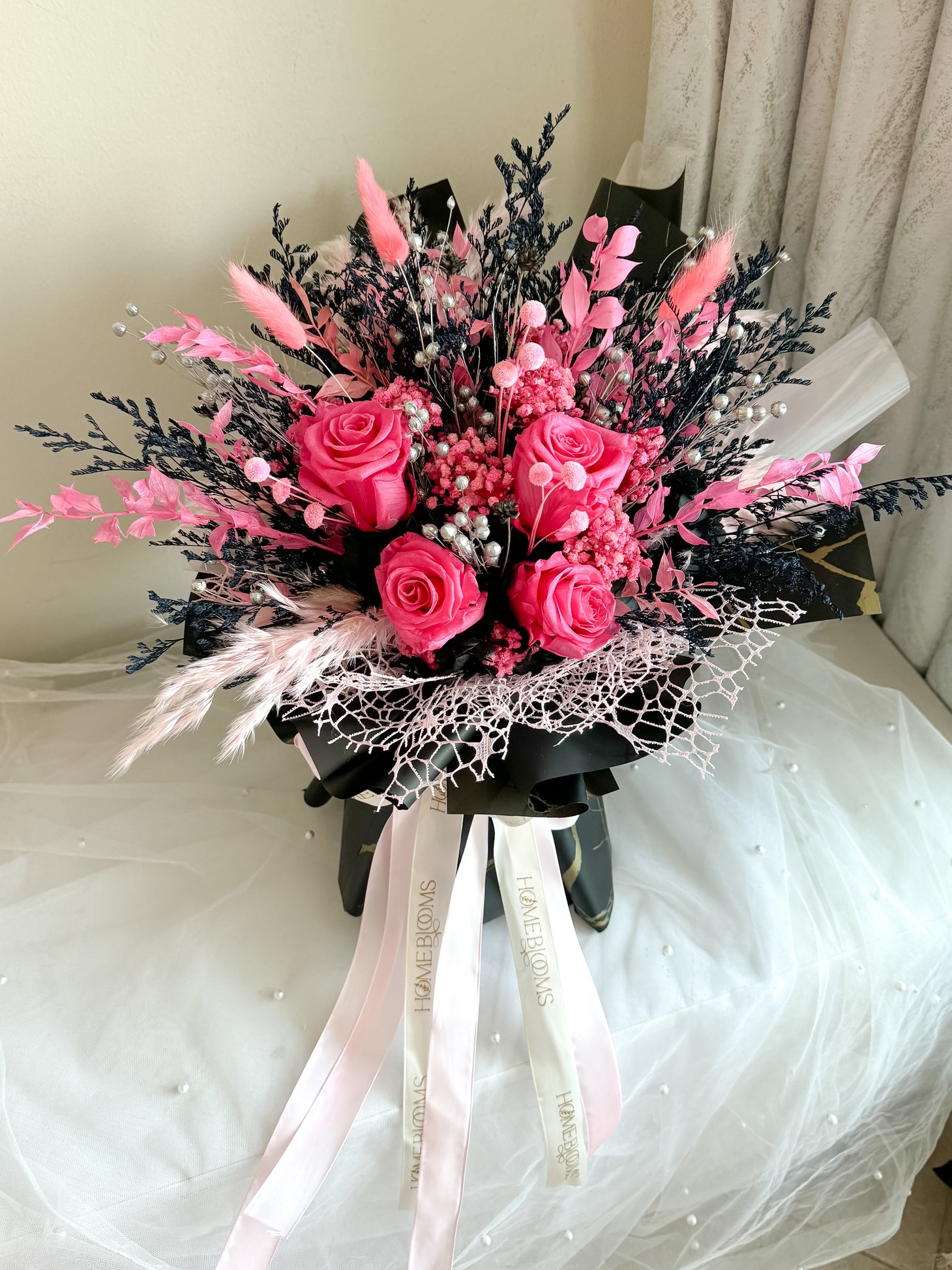 Rockstar Pink Vase Bouquet- Dried Flowers Gift